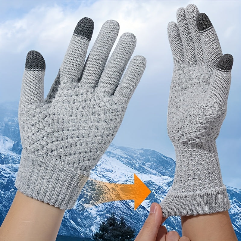 A Pair of Women'S Winter Outdoor Touchscreen Gloves That Are Warm, Thick, And Plush, Suitable for Driving And Cycling in Cold Weather. These Stylish And Versatile Gloves Are Perfect for Couples During The Winter Season, Ideal
